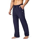 Pudolla Men's Cotton Yoga Sweatpants Athletic Lounge Pants Open Bottom Casual Jersey Pants for Men with Pockets