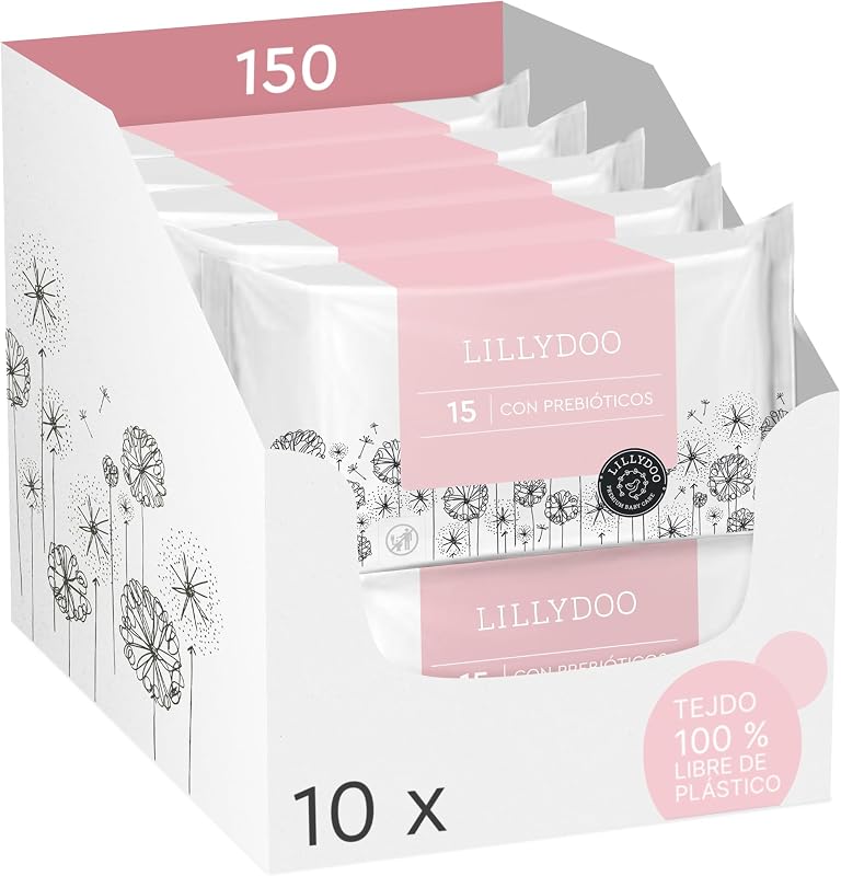 Toalhitas prebióticas LILLYDOO, 150 unidades, macias e sem fragrância