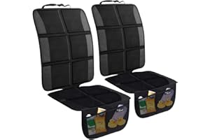 ORIENT FAMULAY Car Seat Protector, 2 Pack Large Car Seat Protectors for Child Baby Car Seat with Organizer Pockets, Thick Padding Waterproof Car Seat Protector, Auto Vehicle Leather Seats Dog Mat Cover Pads, Black