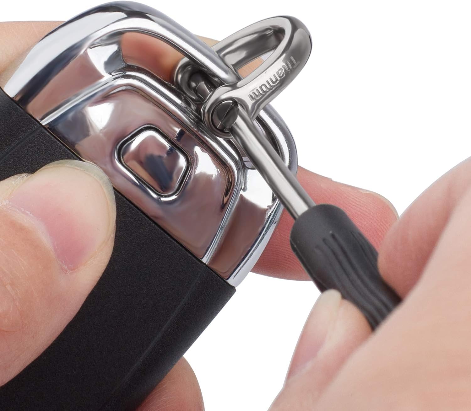 TISUR Titanium D-Rings with Screw Shackle, U Shape Key Chains Rings, Car Keys Tools, DIY Leather Craft Purse/Wallet Buckle 1 pcs (Polished, Small)