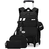 EKUIZAI 3PCS Boys Rolling Backpack for School Kids Wheeled School Bags with Wheels Trolley Roller Backpack for Teen Boys