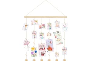 NIUBEST Wooden Hanging Photo Display Pictures Holders with 30 Clips,Picture Collage Frames for Wall,Suitable for Home Office Nursery Bedroom Room Dorm