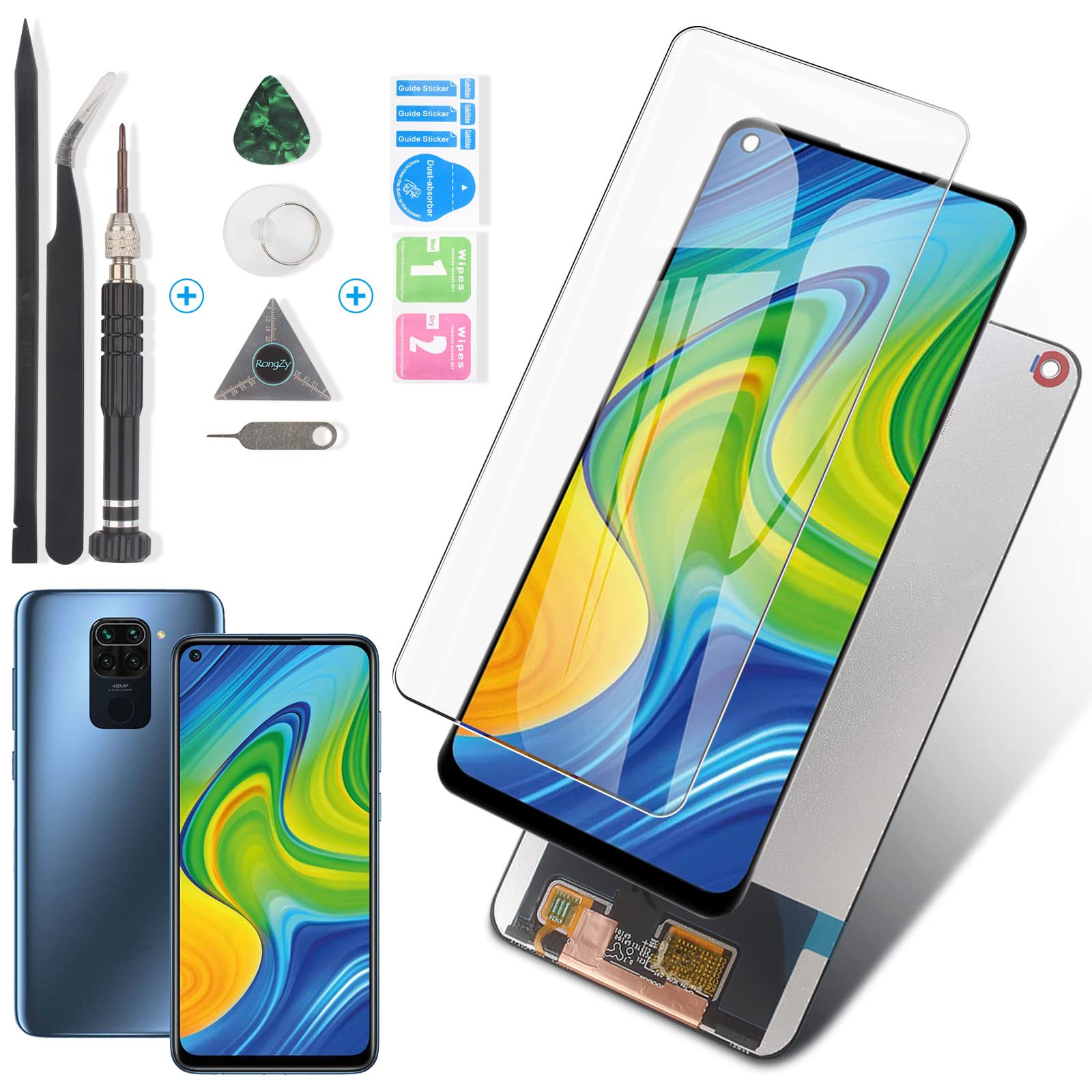 RongZy Display Compatible with Xiaomi Redmi Note 9/Redmi 10X 4G LCD Replacement Touch Screen Sensor with Kit(Not for Note 9s and Redmi 10X 5G)
