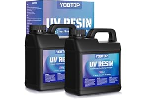 YOBTOP UV Resin 2000g, Upgraded Large Capacity Crystal Clear Uv Resin Set, Odorless, Hard and Fast Curing, Suitable for Jewelry Making, Handmade DIY Crafts, Coating and Casting