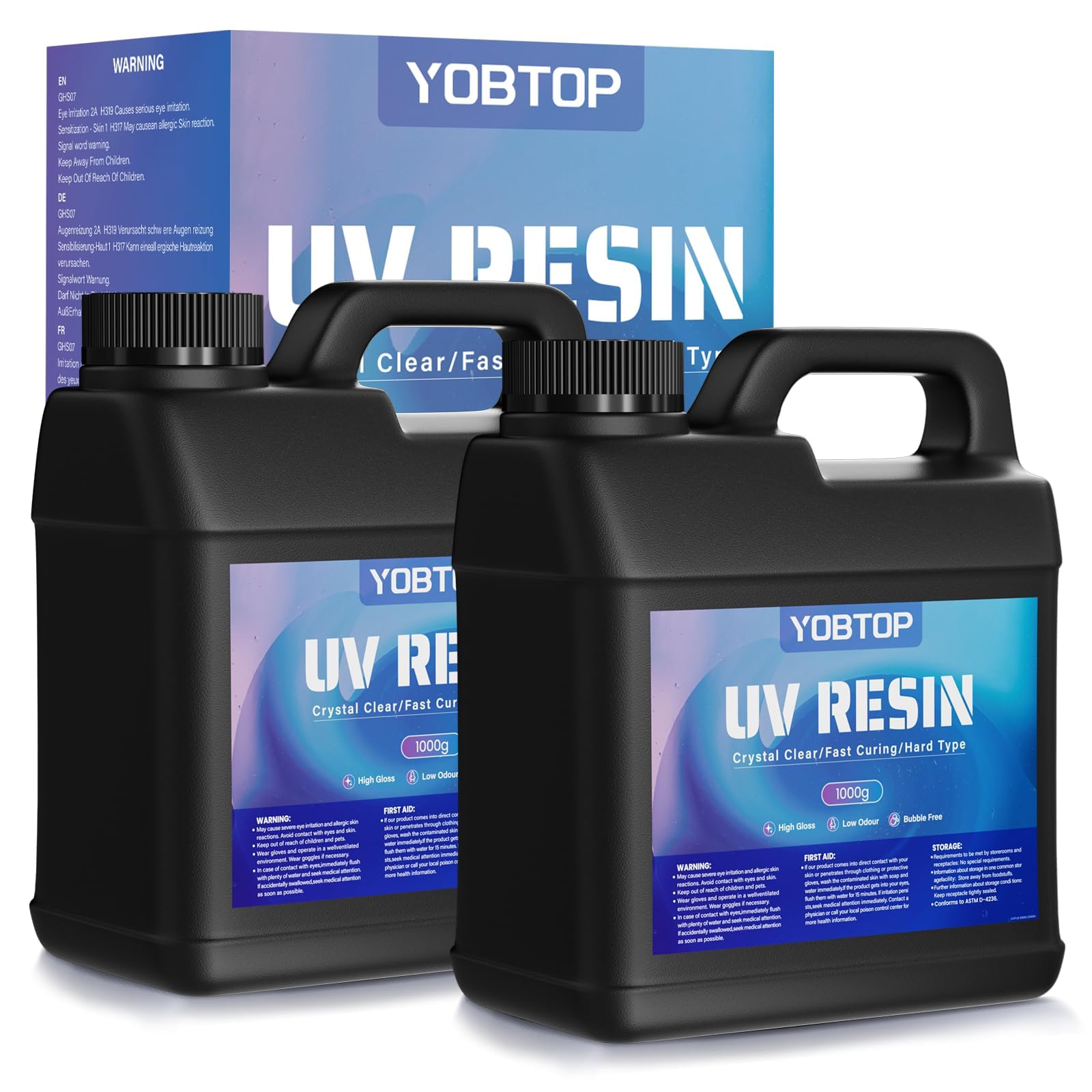 Photo 1 of YOBTOP UV Resin 2000g, Upgraded Large Capacity Crystal Clear Uv Resin Set, Odorless, Hard and Fast Curing, Suitable for Jewelry Making, Handmade DIY Crafts, Coating and Casting