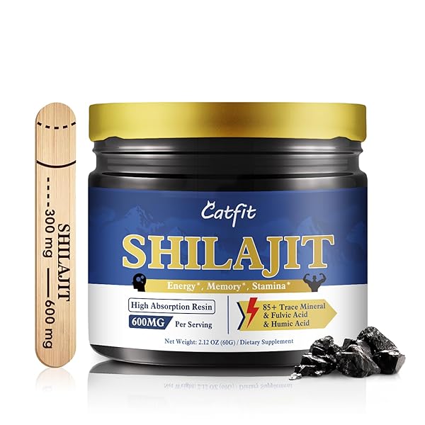 CATFIT SHILAJIT RESIN FOR MEN & WOMEN, SHILAJIT SUPPLEMENT WITH 85+ TRACE MINERALS & FULVIC ACID FOR ENERGY, FOCUS, BRAIN AND IMMUNE SUPPORT, HIGH NUTRITIONAL, MAXIMUM POTENCY, 100 SERVING / 60G
