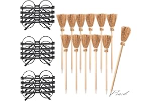 Col-Pary Party Supplies Kit - Black Glasses with Round Frame No Lenses,Broom Pencil for School Theme Birthday ,Halloween,Cosplay Costume Party Decor,12pcs each