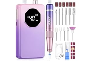 SAVILAND Nail Drill Professional 40000RPM 30S Fast Removal for Acrylic Nail | Low noise running, 4000mAh battery Long-Lasting, Complete drill bit set, Salon&mobile tech use, LCD display, Gradient Purple