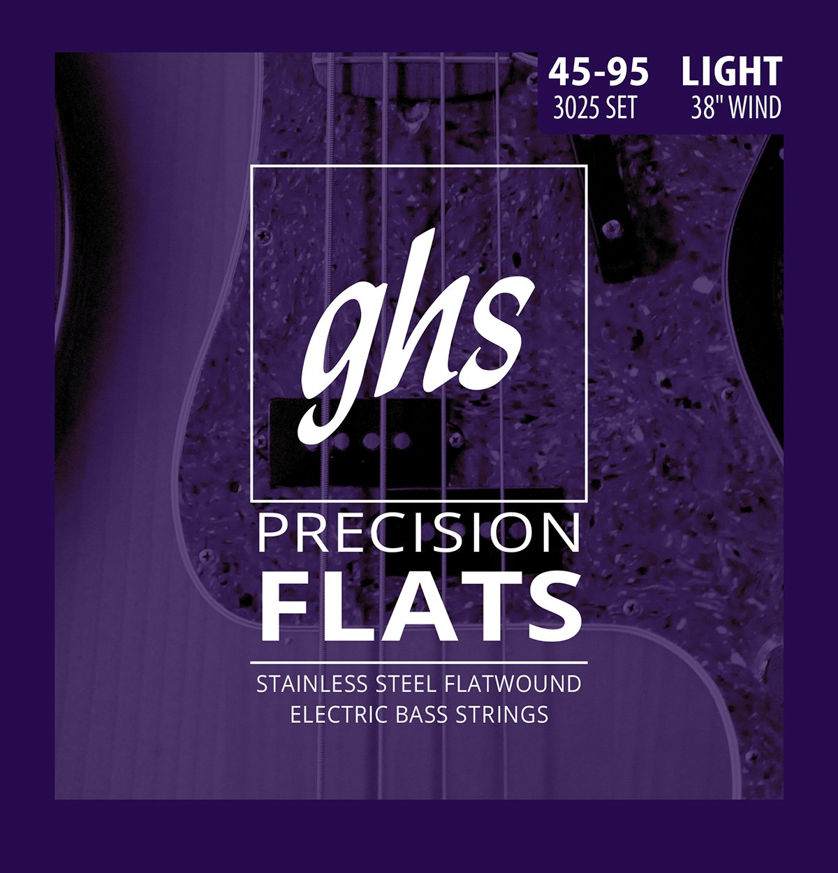 Photo 1 of GHS Strings 3025 4-String Bass Precision Flats, Stainless Steel Flatwound Bass Strings, 38" Winding, Light (45-95)