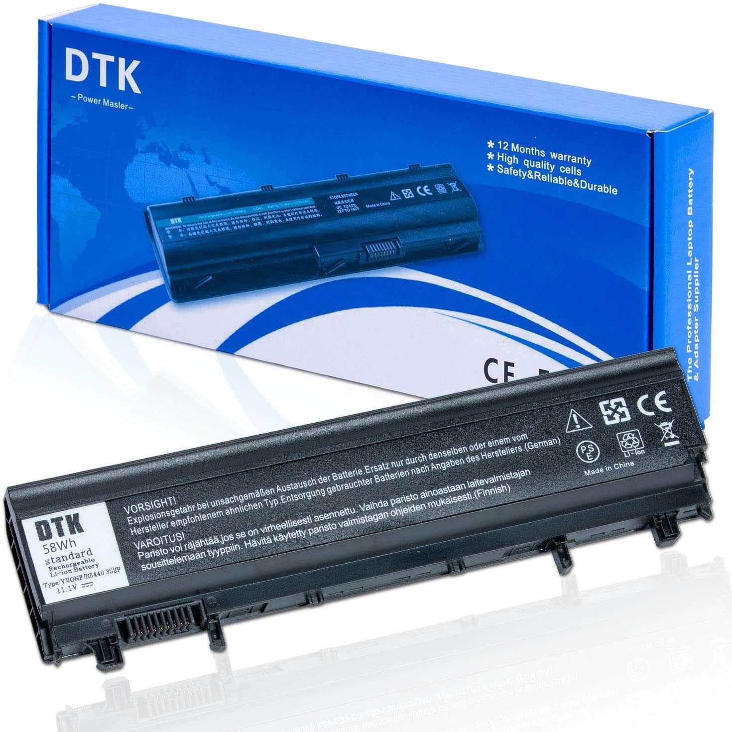 DTK Laptop Battery for DELL Latitude E5440 E5540 Notebook P/N: N5YH9 VV0NF VVONF VJXMC 0M7T5F 0K8HC 1N9C0 7W6K0 F49WX NVWGM CXF66 WGCW6 [11.1V 5800mah]