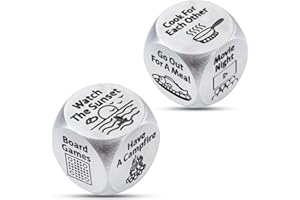 FOOZDEEVAAQ 2 PCS Date Night Dice for Couple Christmas Stocking Stuffers for Adults Gag Gifts White Elephant Gifts Valentines Day Gifts for Her Him 11th Wedding Anniversary Steel Gifts Boyfriend Birthday Gifts