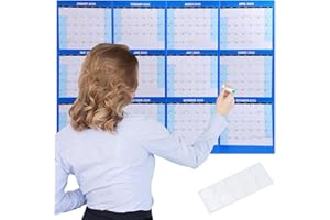 2026 Wall Calendar Dry Erase Large Wall Calendar 34"×24" with 10 Round Stickers - Undated 12 Month, Great for Office, Classro