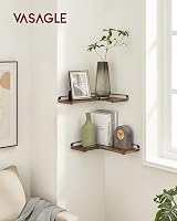 VASAGLE Floating Shelves Set of 2 L-Shaped Corner Shelves Rustic Brown Black view 2