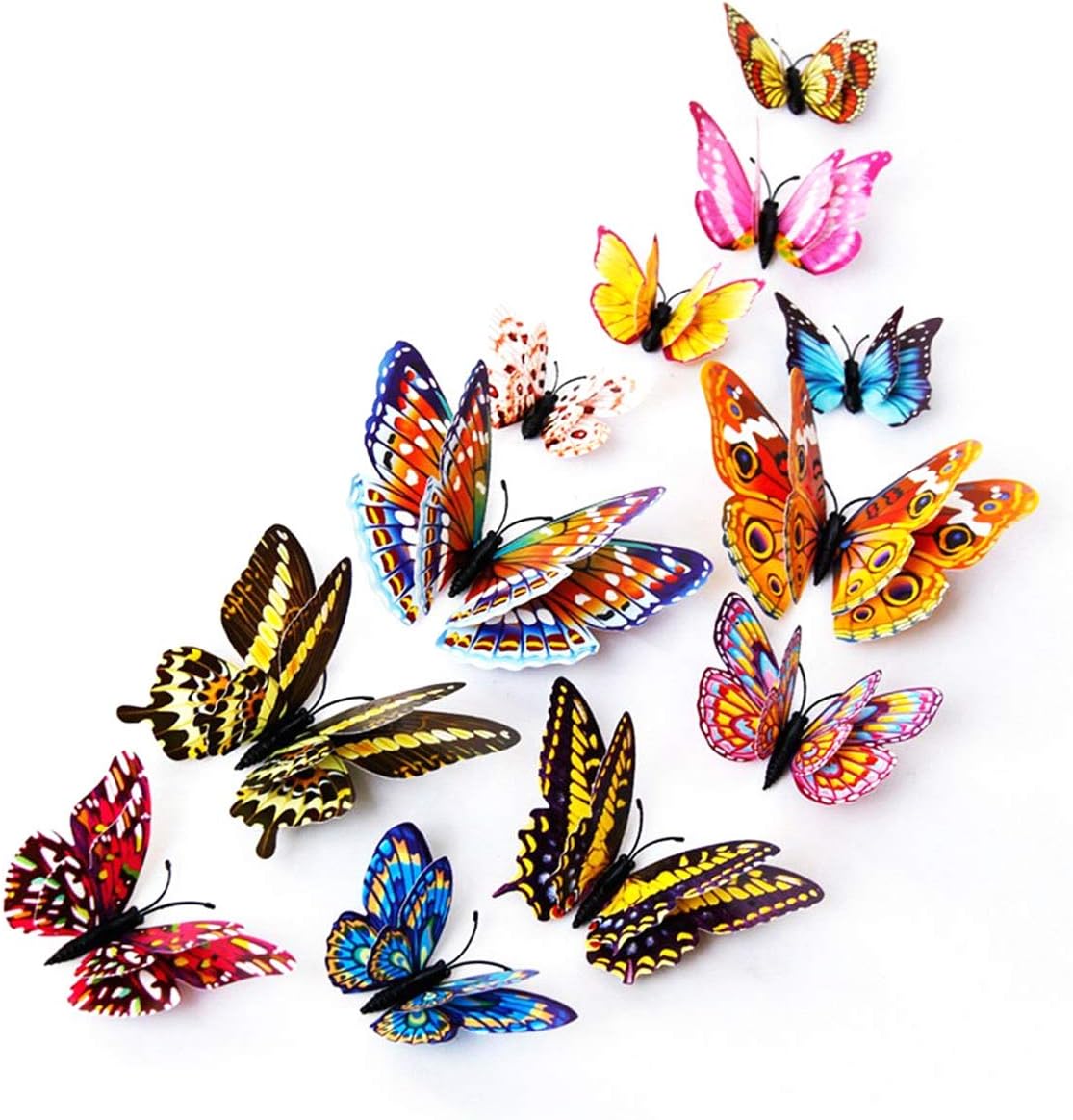 Butterfly Wall Decals 24Pcs 3D Butterflies Stickers Removable Mural Decor for Kids Room Bedroom Decor Living Room Decor (Luminous)