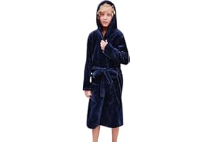 SINOEEM Boys Robe, Kids Fleece Robe, Hooded Soft Warm Bathrobes Pajamas Sleepwear for Children Toddler Girls 3-14 Years