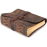 Leather Journal Lined Notebook Paper - MOONSTER® Leather Bound Journals for Writing for Women & Men, 18x13cm Ruled Small Notebooks, Kraft Paper with 400 pages, Lined Paper College Ruled & Travel Size