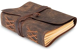 moonster Leather Journal Lined Notebook Paper Leather Bound Journals for Writing for Women & Men, 18x13cm Ruled Small Notebooks, Kraft Paper with 400 pages, Lined Paper College Ruled & Travel Size