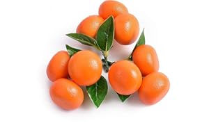 HUIANER 3 PCS Artificial Fruit Mini Tangerine Orange with Leaves Simulation Fake Lifelike for Home Party Kitchen Festival Dec