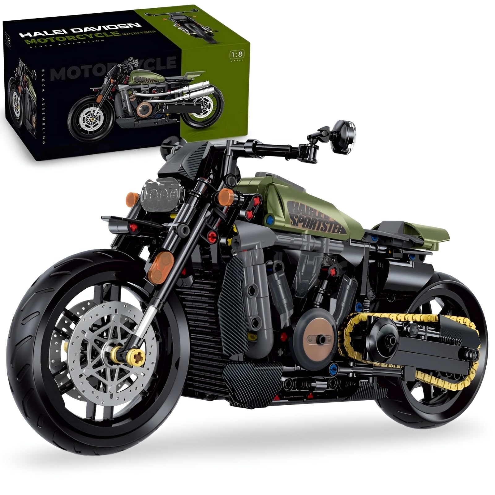 JVAVNE Motorcycle Building Blocks Set, 1:8 Simulation Motorbike, Construction Superbike Toys for Adults Kids, Collectible Racing Motorcycle Building Bricks Scale Model Kit Gift Decor, 618PCS — image 1