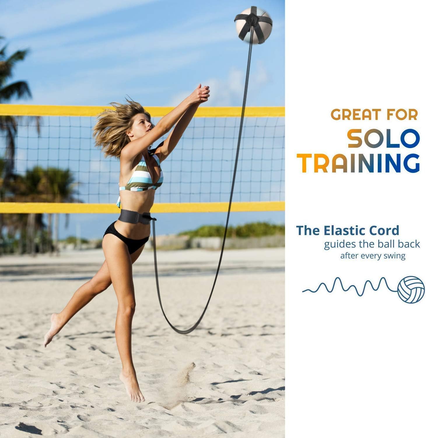 TOBWOLF Volleyball Training Equipment Aid, Elastic Self-Training Volleyball Resistance Band with Adjustable Waist Belt & Ball Pouch & Hand Strap for Practicing Serving, Spiking, Arm Swing Passing : Sports & Outdoors