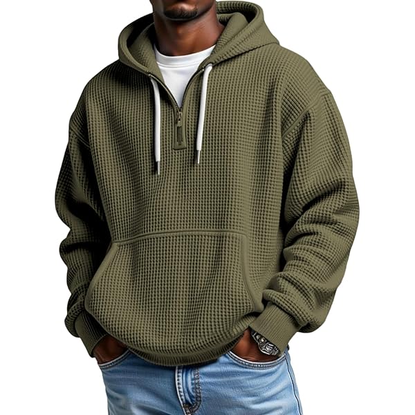 Big And Tall Sweatshirts For Men Oversized Waffle Knit Quarter Zip