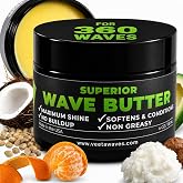 Veeta Superior Natural Wave Grease, Wave Butter and Wave Pomade for Men's 360 Waves, Non Greasy Shea and Tangerine Wave Cream Hair Moisturizer for Black Men, Defining Wave Formula for Wolfing, 4 oz