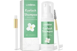 LANBENA Lash Shampoo, Eyelash Extension Cleanser, Jasmine Eyelash Cleanser for Extensions, Calm& Oil Balancing Eyelash Extension Shampoo for Salon and Home Use (60ml 2 Fl Oz)