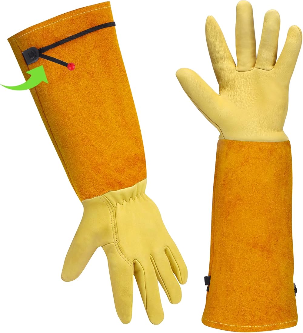 UneedMe Gardening Gloves Long Gauntlet Thornproof for Women Men