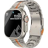 Titanium Band Compatible with Apple Watch Ultra & Ultra2 49mm 46mm 45mm 44mm, Durable Lightweight Titanium Metal Strap, for iWatch Series 10 9 8 7 6 5 4 3 2 1 SE Men Women Bands