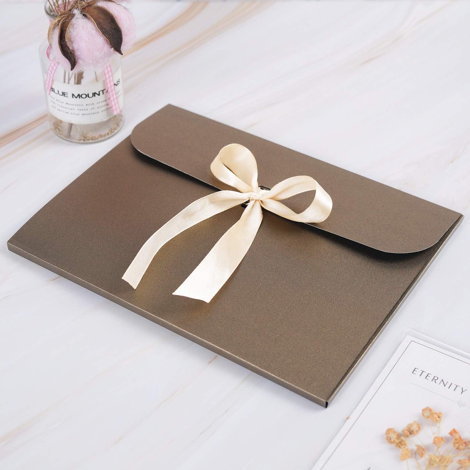 10 Pack Large Gift Envelopes With Ribbon Bow - Thick Vintage Envelopes for Wedding Birthday Invitations, Baby Bridal Shower, Graduation - Image 3
