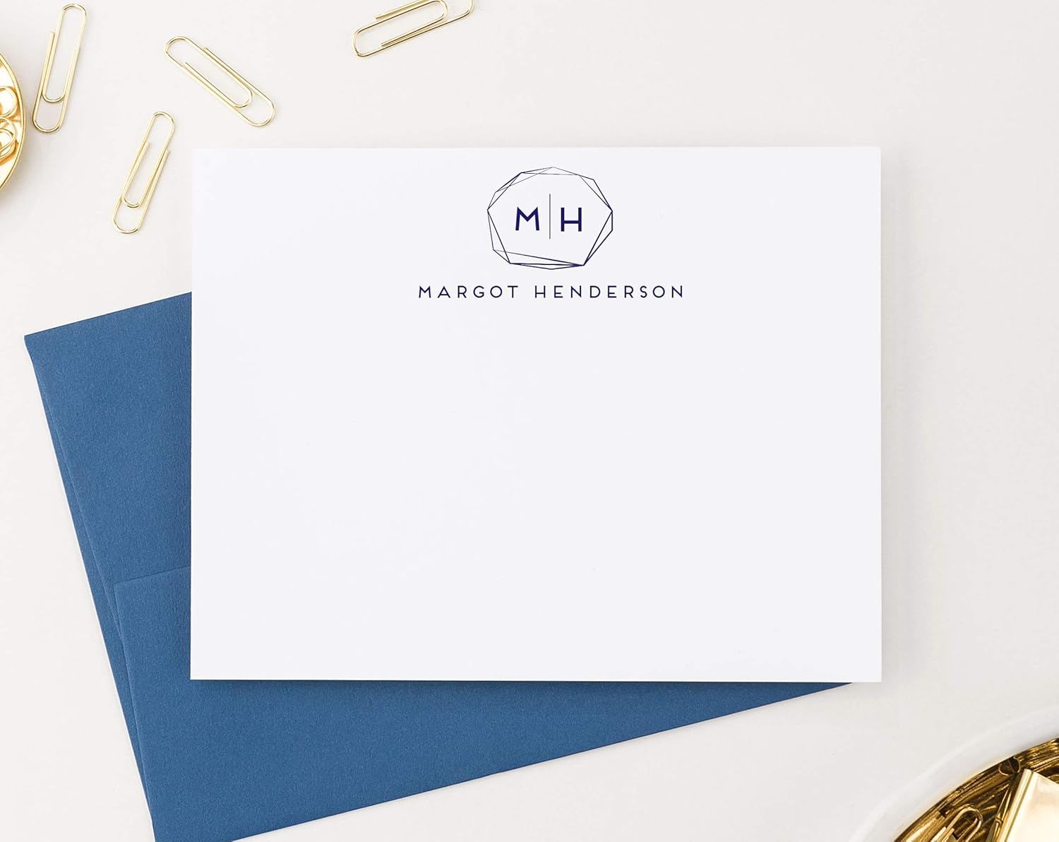 Double Letter Initial Monogram Stationary Set FLAT NOTE