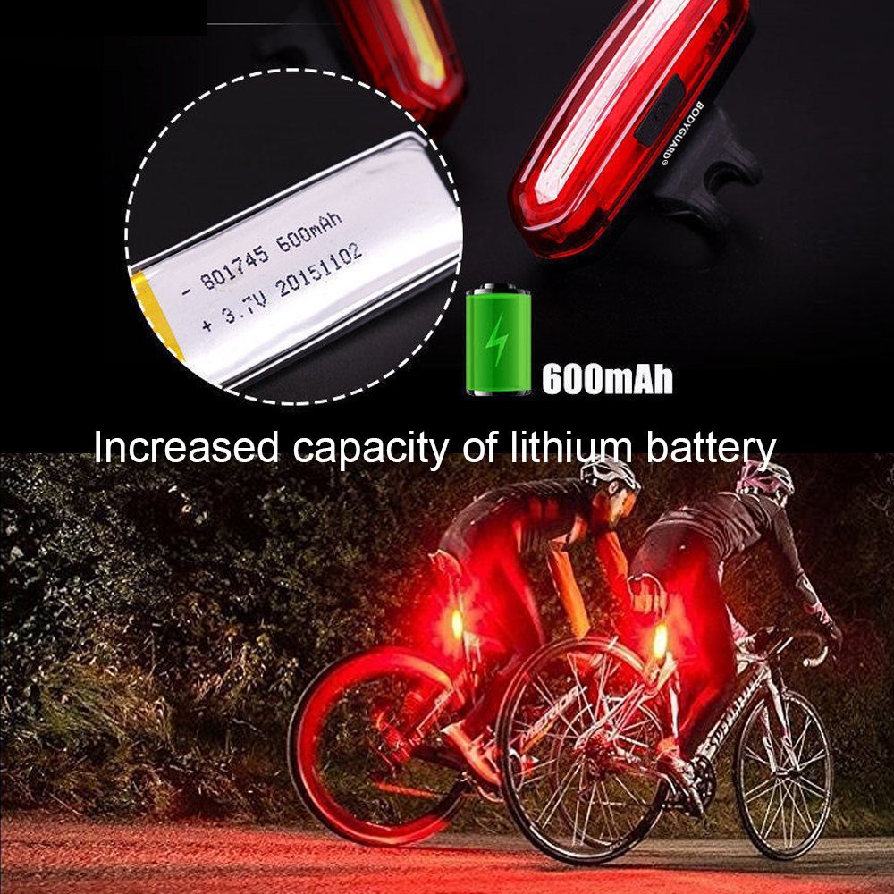 Bodyguard Bike Tail Light-USB Charging,120lm, 6 Light Modes, Waterproof, Helmet Front Light Accessories. High Intensity LED Fits on any Bicycles. Easy To install for Cycling Safety Flashlight