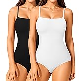 Irisnaya 2-Pack Shapewear Bodysuits for Women Tummy Control - Square Neck Body Suit Cami Body Shaper Going out Tops