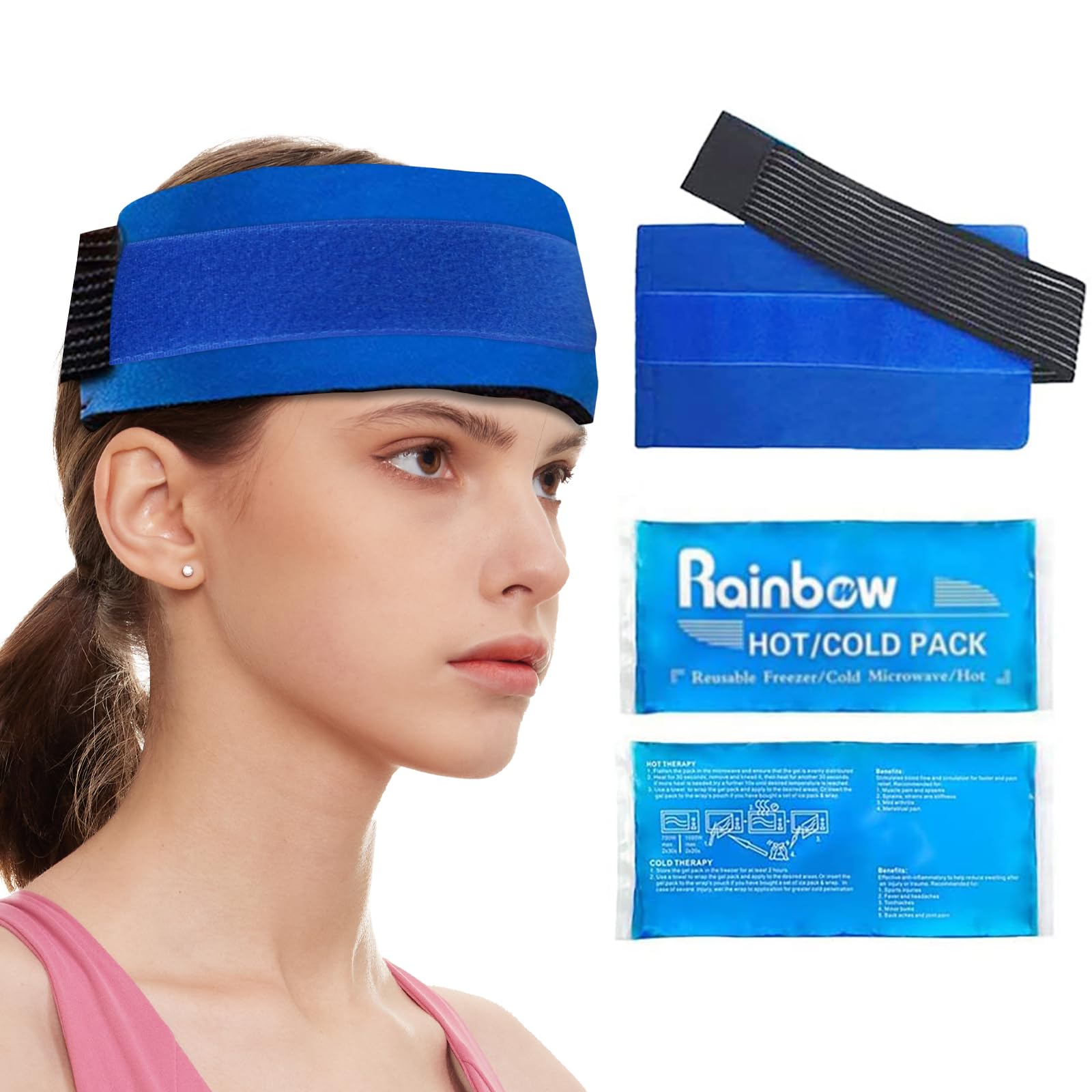 Ice Packs for Sports Injuries, Reusable Ice Packs Wrap for Head, Ankle, Knee,Gel Hot and Cold Compress Support for Arthritis, Headache, Joint Pain, Back Pain Relief Faster Recovery