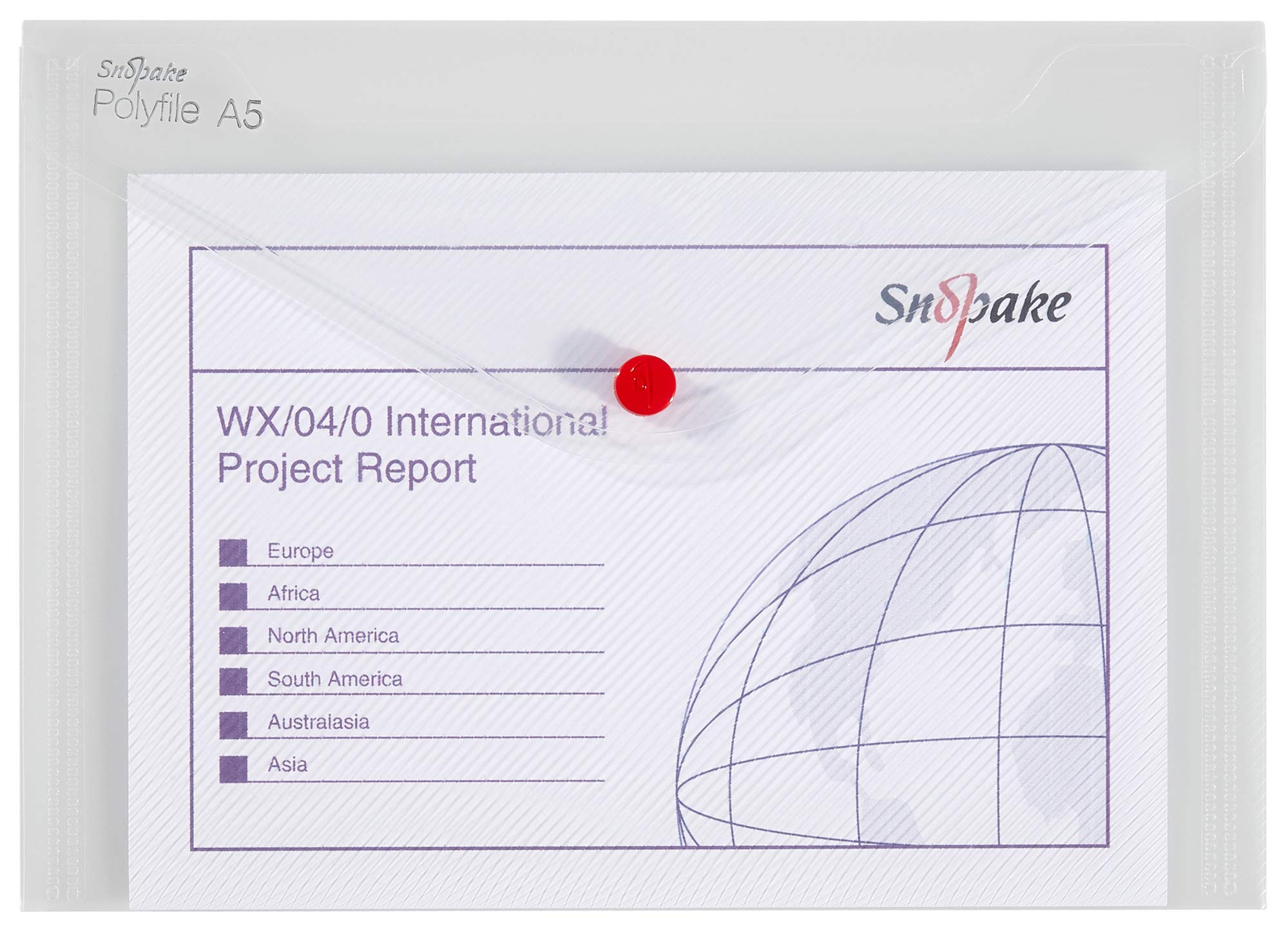 Snopake A5 Polyfile Popper Wallet with Press Stud Closure – Clear [Pack of 5] Ref: 11382