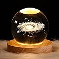 HFEHSKJ 3D Galaxy Crystal Ball Night Light, LED Solar System Crystal Ball Night Light with Wooden Base, Moon Planet Crystal Ball Lamp for Boys Girls Family Friend(Nebula)
