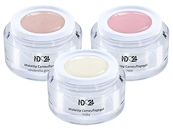 3 x 5ml - Make Up CAMOUFLAGE Aufbau - Gel light Spar Set - BESTSELLER - BabyBoomer Gelnägel - Studio Qualität - MADE IN GERMA