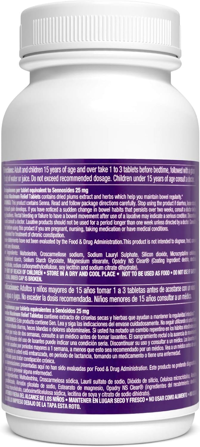 Prunelax Ciruelax Natural Laxative Maximum Relief Tablets, 100Count: Health & Personal Care