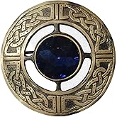 AAR Men's Kilt Brooch Pin Stones Scottish Fly Plaid Celtic Antique Plated Norse Vintage Jewelry