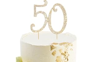 BAHABY Gold 50th Birthday Cake Topper Rhinestones Cake Decorations for 50th Birthday Party