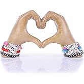 WUBIANJIE Wooden Heart Hands Sculpture Boho Living Room Decor, Aesthetic Shelf Decoration, Ideal for Coffee Table, Shelves, Home, Bedroom, Birthday, Wedding Table Decor, and Symbol of Love