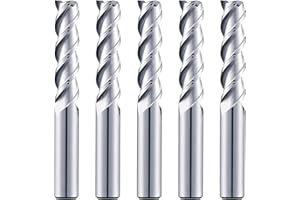 TURNEXTTE 5 pcs 1/4" Micrograin Carbide Square End Mill Set, 3 Flute DLC Coating End Mill Bits Set for Milling Aluminum Applications, for Roughing and Finishing, CNC Router Bits for DIYers & Professionals