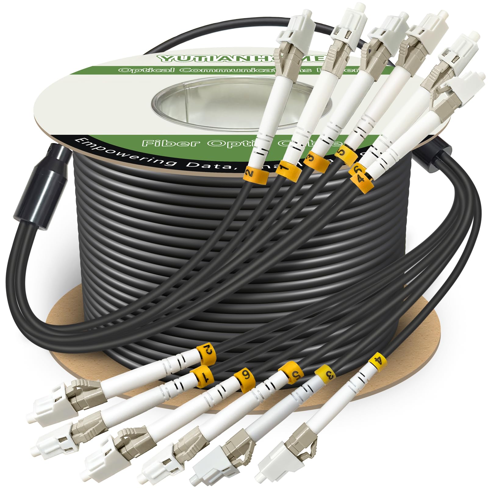 Photo 1 of ***LIKE NEW/OPEN BOX***YUTIANHOME 500ft (150 Meters) 6 Core OM3 Multimode Industrial TPU LC to LC Outdoor Armored Fiber Patch Cable, Direct Burial 6 Strands Fiber Optic Cable, 10Gb Duplex 50/125um MMF LC-LC 6 Fibers