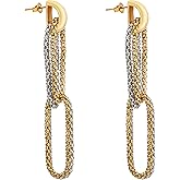 MEHOPE Eelegant Gold Hoops Earrings for Women, Trendy 18k Gold Dangle Earrings With Two-Color Patchwork Design, Hypoallergenic and Fashionable,Trendy Jewelry Gifts.