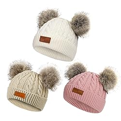Baby Beanie Hat Double Pom Pom Toddler Beanies Warm