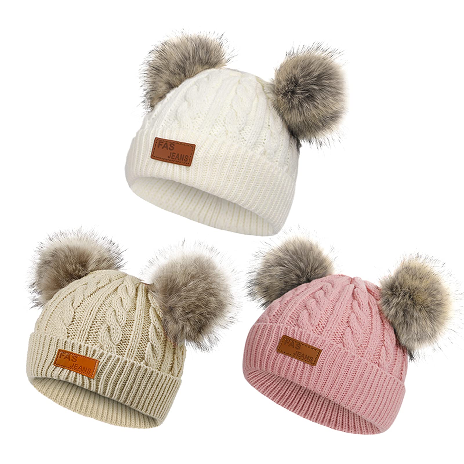 Baby Beanie Hat Double Pom Pom Toddler Beanies Warm