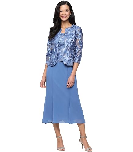Alex Evenings Women's Two-Piece Set with Dress and Jacket, Eggplant, 8 : Clothing, Shoes & Jewelry