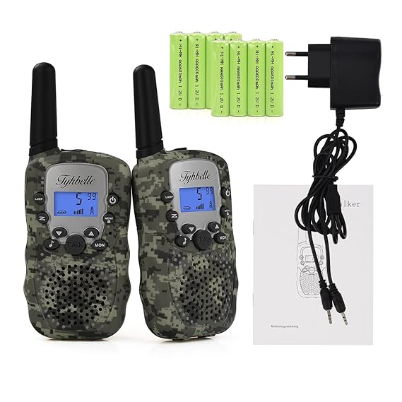 2x Kids smart Walkie Talkies inkl. AKKU Wiederaufladbare T-388 Funkgerät für Mädchen Jungen Kinder (Tarnfarbe)