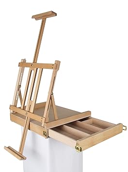 Meister Professionelle Tischstaffelei aus Buchenholz FSC, für Keilrahmen bis 80cm, Qualität vom Fachhändler, Sitzstaffelei
