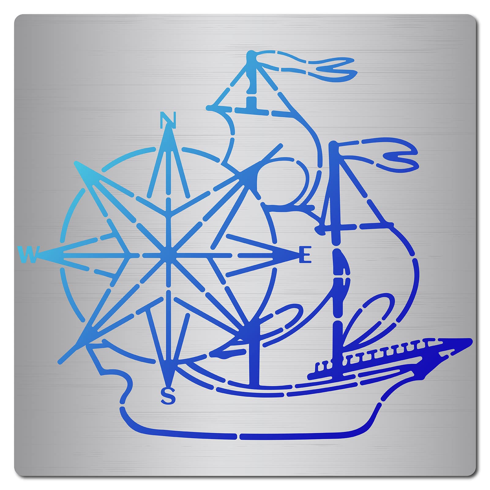 GORGECRAFT 6.3 Inch Compass Rose Stencil Metal Nautical Stencils Stainless Steel Painting Ship Reusable Template Journal Tool for Painting on Wood Wall, Wood Burning, Pyrography and Engraving Crafts